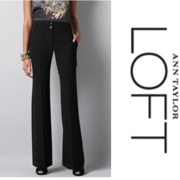 LOFT Pants - "NWT" Loft Kate Classic Wide Leg Pants With Stretch In Black- Size 4 Petite
